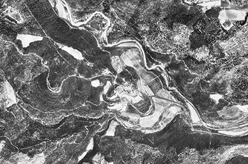 Ortofoto de 1956-1957 del núcleo de Clariana de Cardener