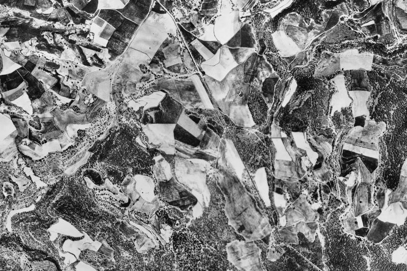 Ortofoto de 1956-1957 del núcleo de Olius
