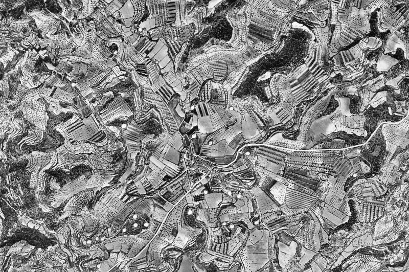 Ortofoto de 1956-1957 del núcleo de La Pobla de Cérvoles