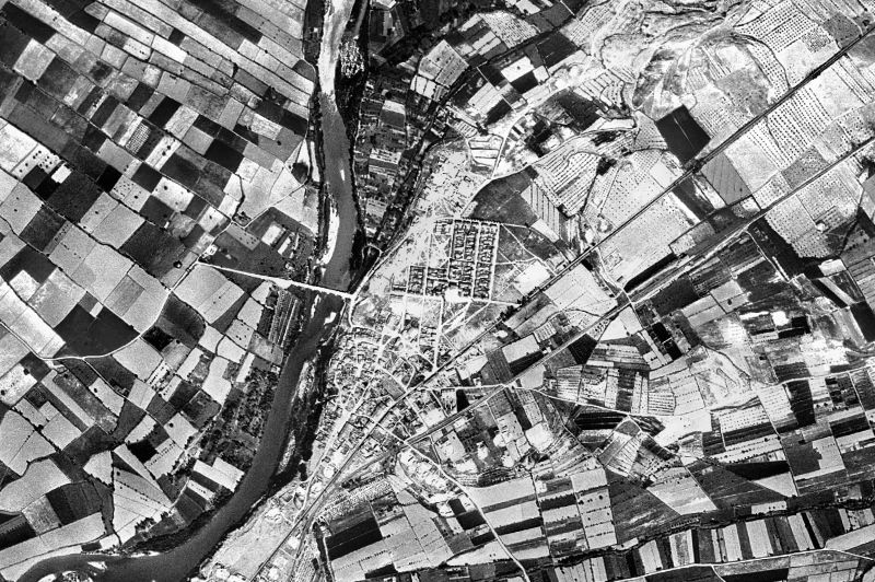 Ortofoto de 1956-1957 del núcleo de Vilanova de la Barca