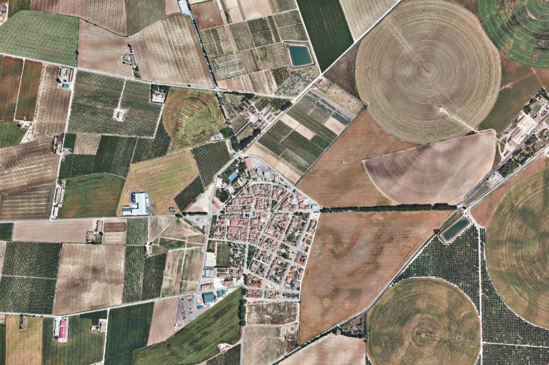 Ortofoto actual del núcleo de Gimenells i el Pla de la Font
