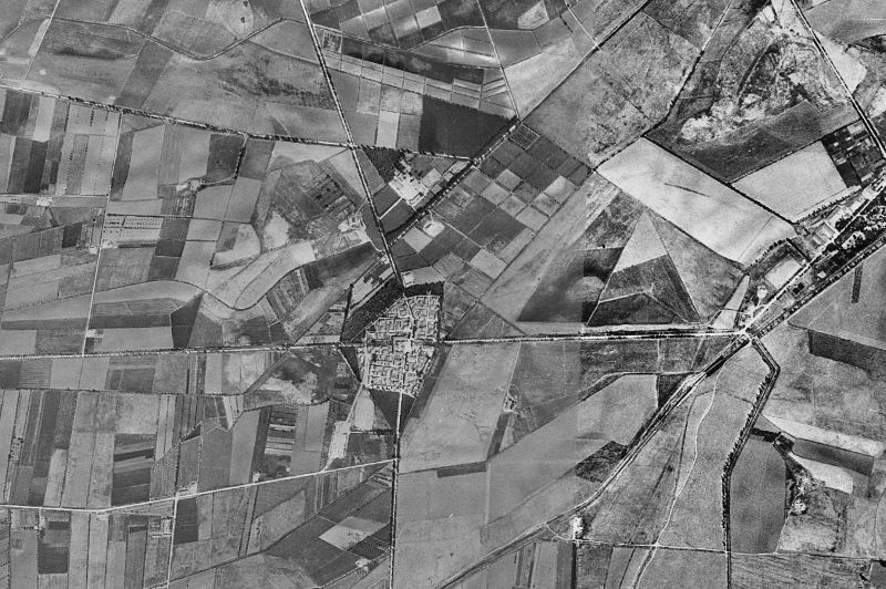 Ortofoto de 1956-1957 del núcleo de Gimenells i el Pla de la Font