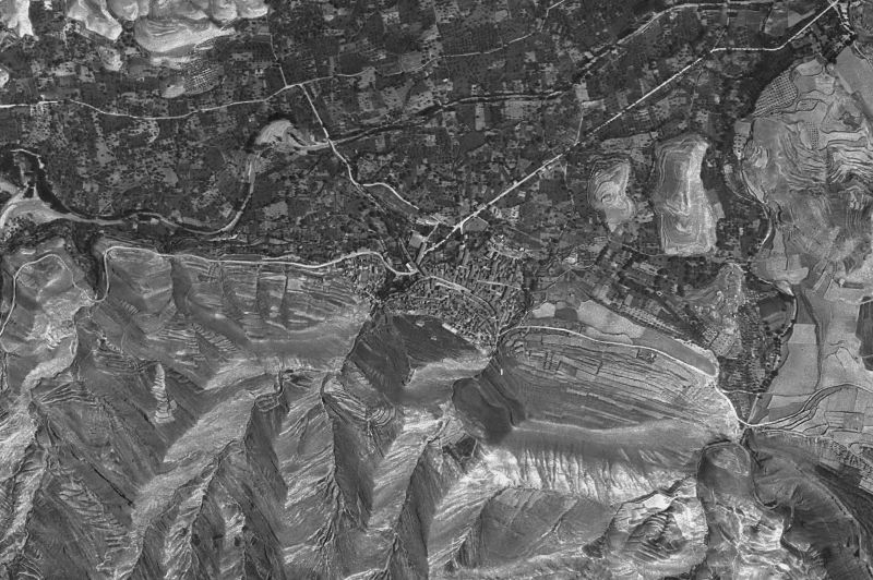 Ortofoto de 1956-1957 del núcleo de Aguilar del Río Alhama