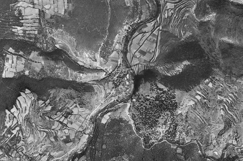 Ortofoto de 1956-1957 del núcleo de Pradillo