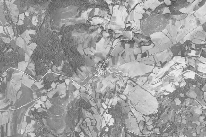 Ortofoto de 1956-1957 del núcleo de O Incio