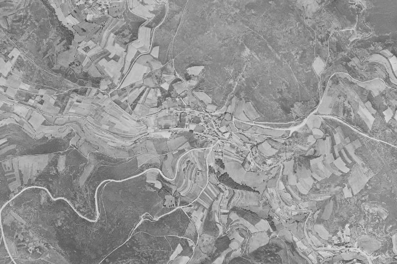 Ortofoto de 1956-1957 del núcleo de Pedrafita do Cebreiro
