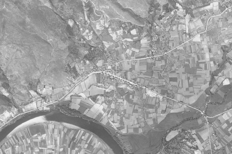 Ortofoto de 1956-1957 del núcleo de Quiroga