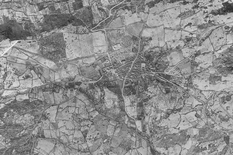 Ortofoto de 1956-1957 del núcleo de Cadalso de los Vidrios