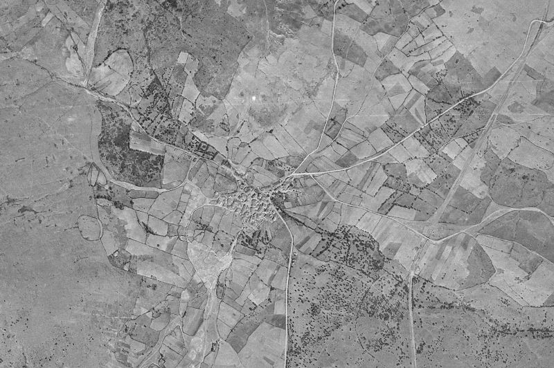 Ortofoto de 1956-1957 del núcleo de Gargantilla del Lozoya y Pinilla de Buitrago