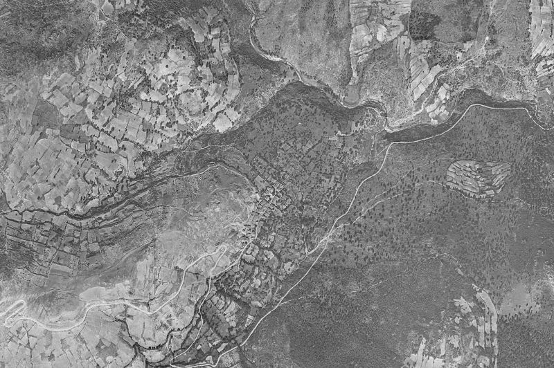 Ortofoto de 1956-1957 del núcleo de La Hiruela