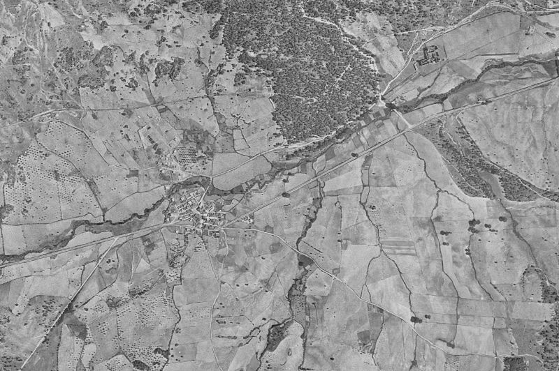 Ortofoto de 1956-1957 del núcleo de Pelayos de la Presa