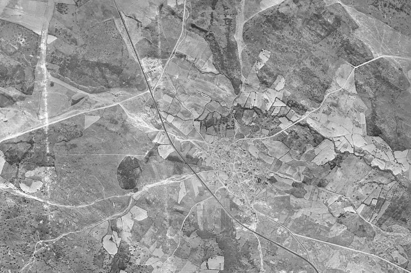 Ortofoto de 1956-1957 del núcleo de Lozoyuela-Navas-Sieteiglesias