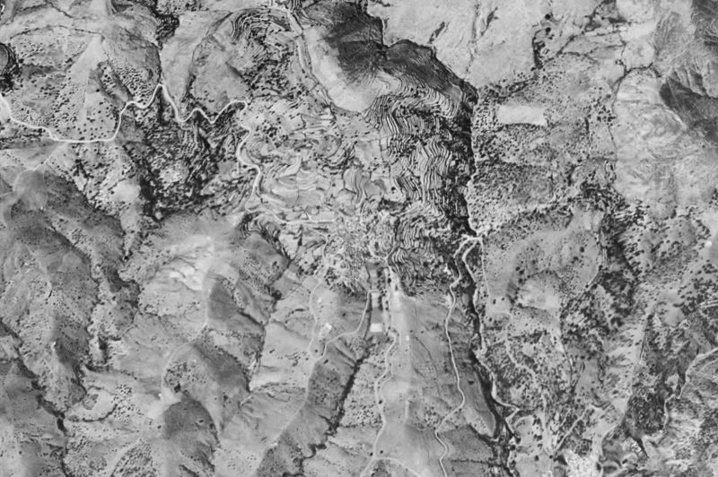 Ortofoto de 1956-1957 del núcleo de Sedella
