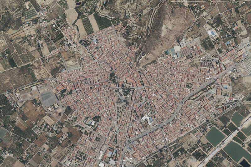 Ortofoto actual del núcleo de Alhama de Murcia