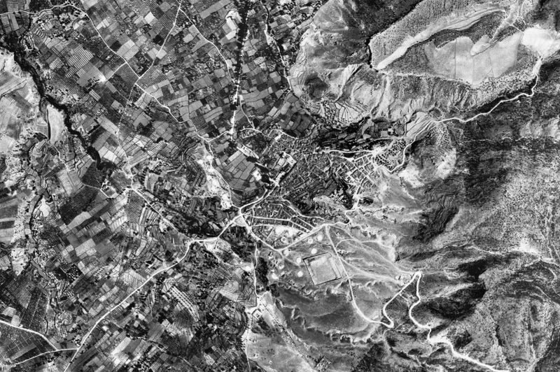 Ortofoto de 1956-1957 del núcleo de Pliego