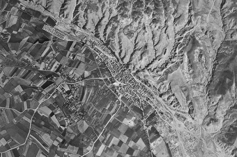 Ortofoto de 1956-1957 del núcleo de Arguedas