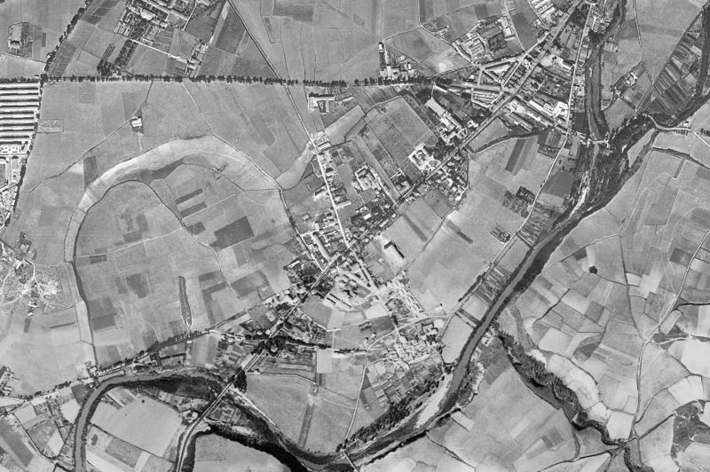 Ortofoto de 1956-1957 del núcleo de Burlada/Burlata
