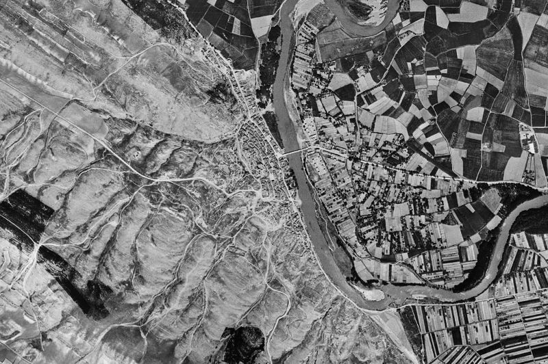 Ortofoto de 1956-1957 del núcleo de Funes