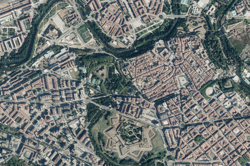 Ortofoto actual del núcleo de Pamplona/Iruña