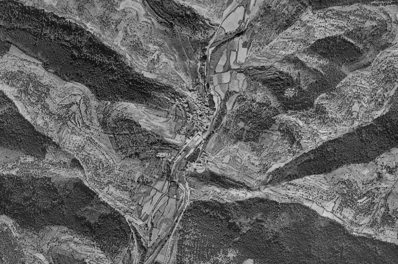Ortofoto de 1956-1957 del núcleo de Roncal/Erronkari