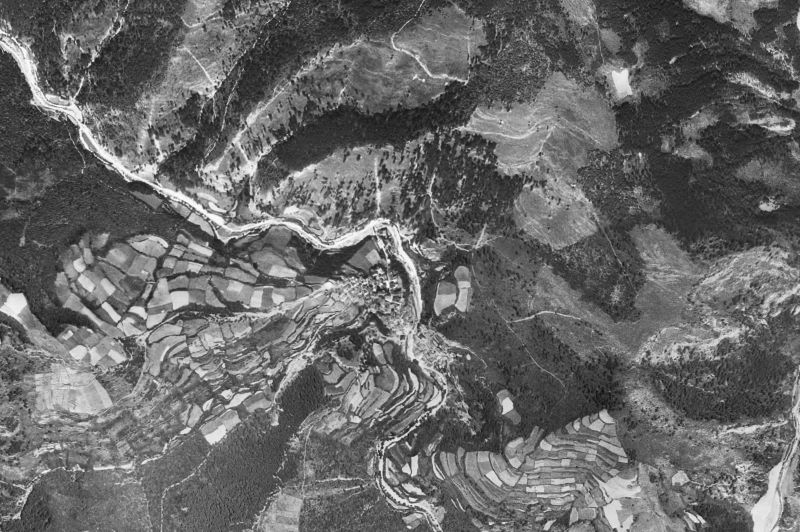 Ortofoto de 1956-1957 del núcleo de Uztárroz/Uztarroze