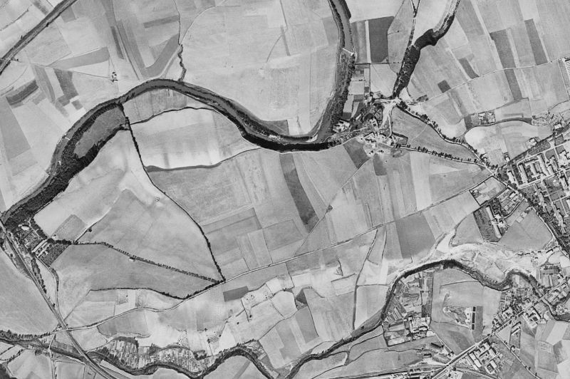 Ortofoto de 1956-1957 del núcleo de Barañáin/Barañain