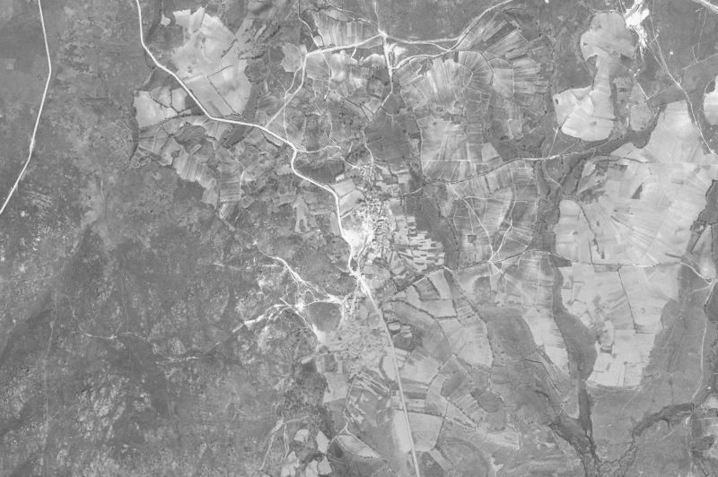 Ortofoto de 1956-1957 del núcleo de Calvos de Randín
