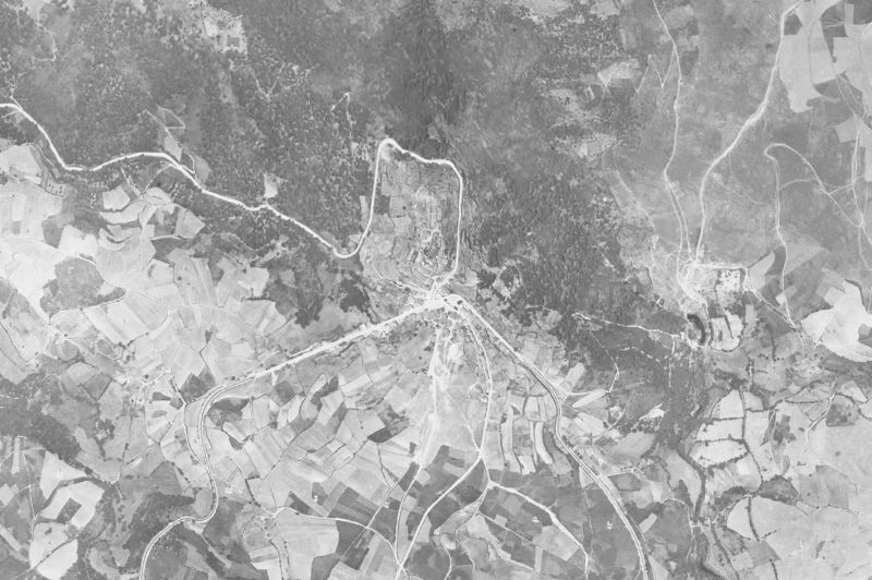 Ortofoto de 1956-1957 del núcleo de Castro Caldelas