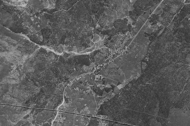 Ortofoto de 1956-1957 del núcleo de Melón