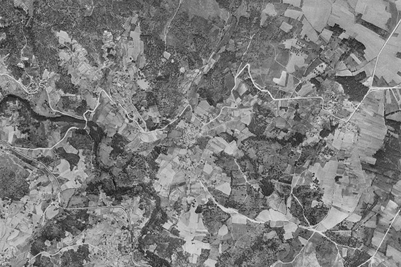 Ortofoto de 1956-1957 del núcleo de O Pereiro de Aguiar