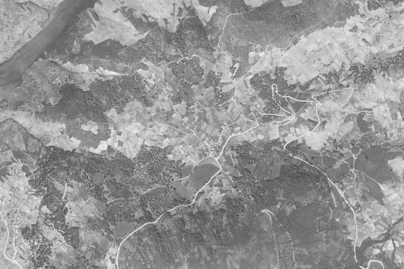 Ortofoto de 1956-1957 del núcleo de A Teixeira