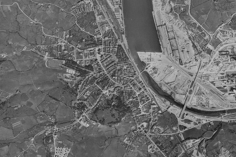 Ortofoto de 1956-1957 del núcleo de Avilés