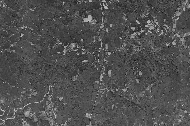 Ortofoto de 1956-1957 del núcleo de Bimenes