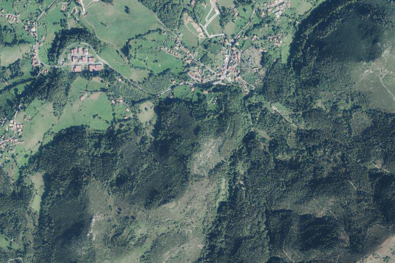 Ortofoto actual del núcleo de Caravia