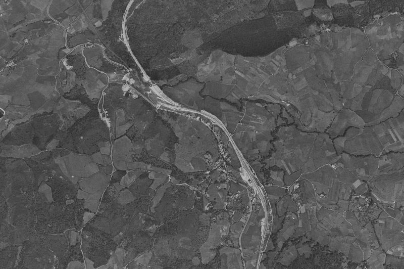 Ortofoto de 1956-1957 del núcleo de Corvera de Asturias