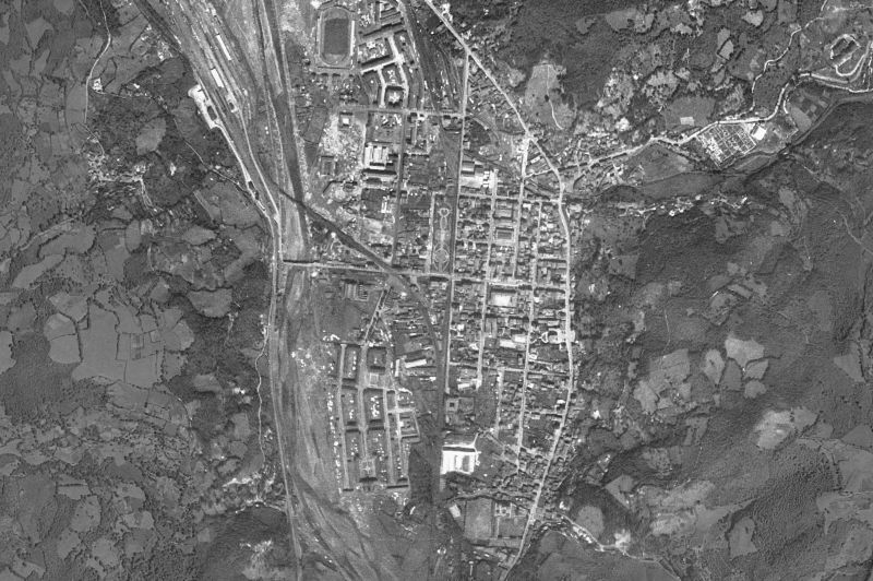 Ortofoto de 1956-1957 del núcleo de Mieres