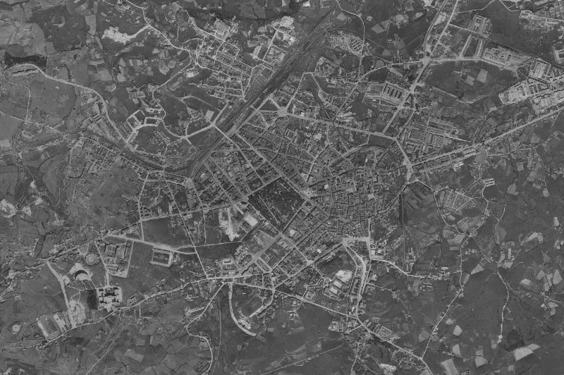 Ortofoto de 1956-1957 del núcleo de Oviedo