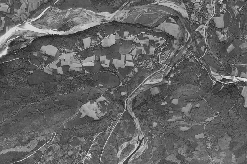 Ortofoto de 1956-1957 del núcleo de Ribera de Arriba
