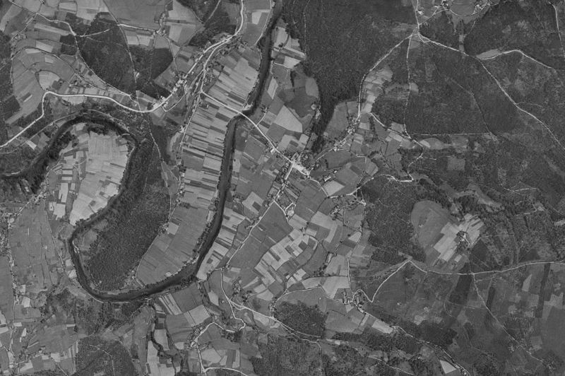 Ortofoto de 1956-1957 del núcleo de San Tirso de Abres