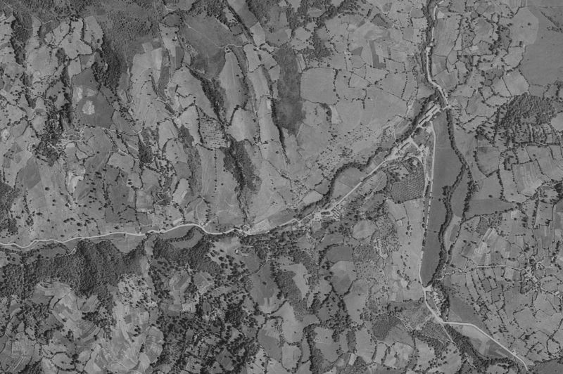 Ortofoto de 1956-1957 del núcleo de Teverga