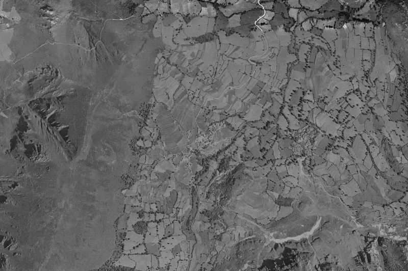 Ortofoto de 1956-1957 del núcleo de Yernes y Tameza