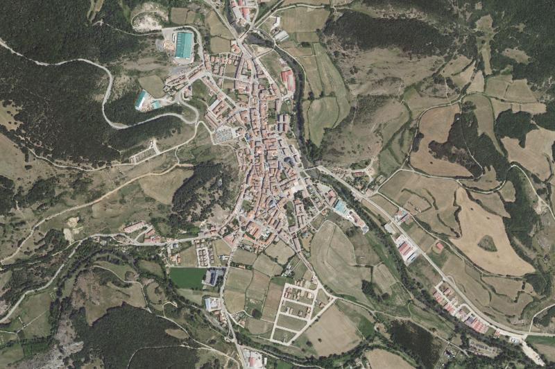 Ortofoto actual del núcleo de Cervera de Pisuerga