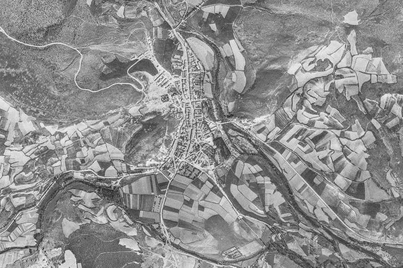 Ortofoto de 1956-1957 del núcleo de Cervera de Pisuerga