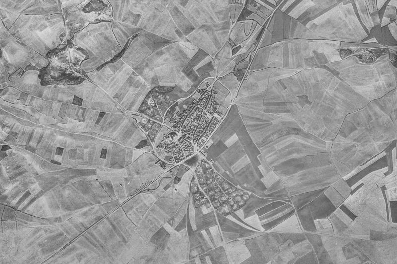 Ortofoto de 1956-1957 del núcleo de Pedraza de Campos
