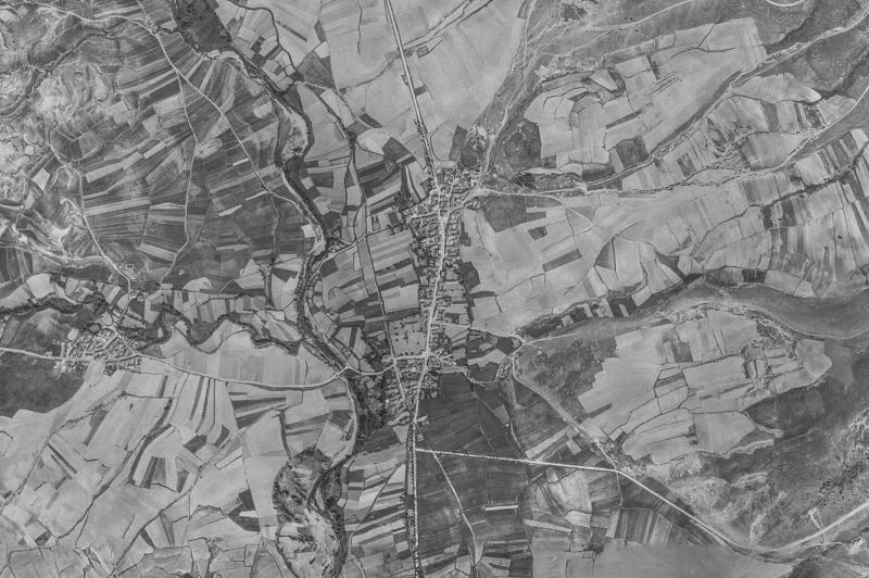 Ortofoto de 1956-1957 del núcleo de La Puebla de Valdavia