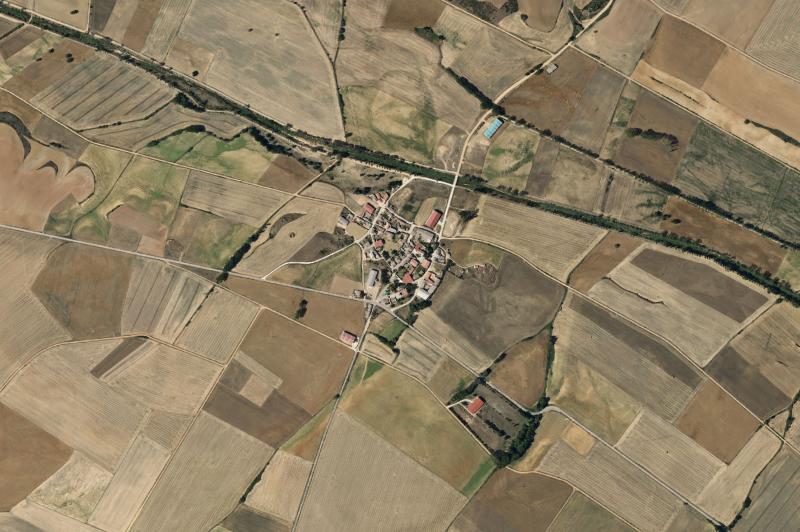 Ortofoto actual del núcleo de Riberos de la Cueza