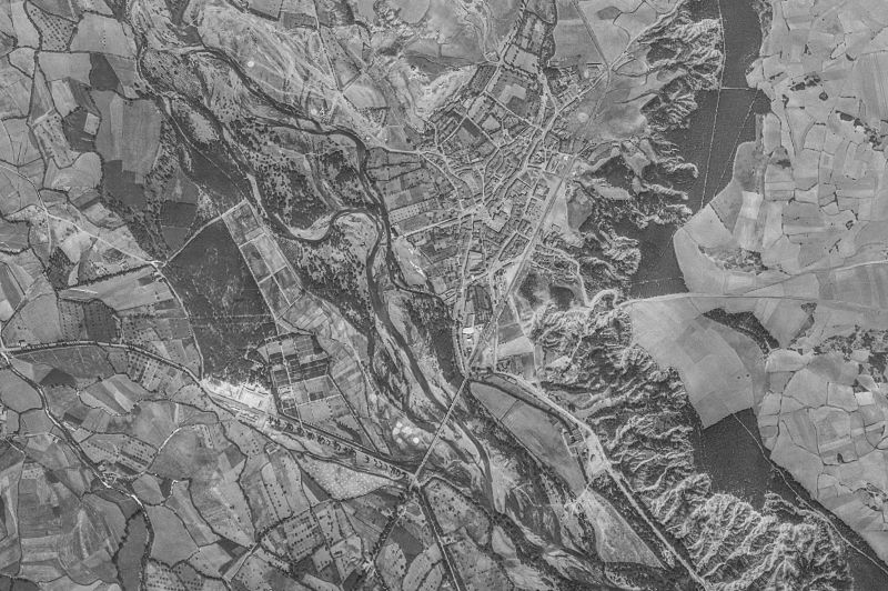 Ortofoto de 1956-1957 del núcleo de Saldaña