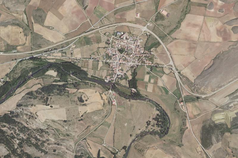 Ortofoto actual del núcleo de Salinas de Pisuerga