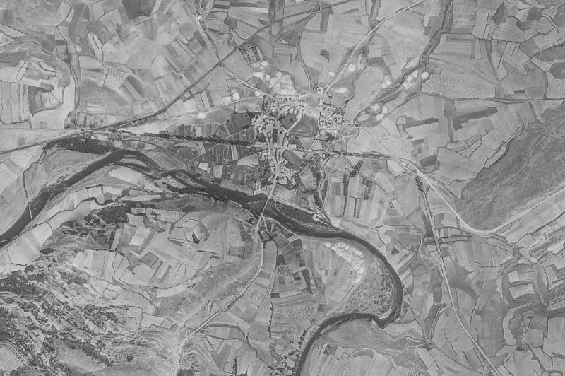 Ortofoto de 1956-1957 del núcleo de Salinas de Pisuerga