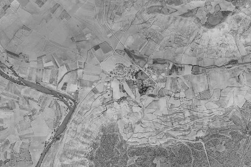 Ortofoto de 1956-1957 del núcleo de Valbuena de Pisuerga